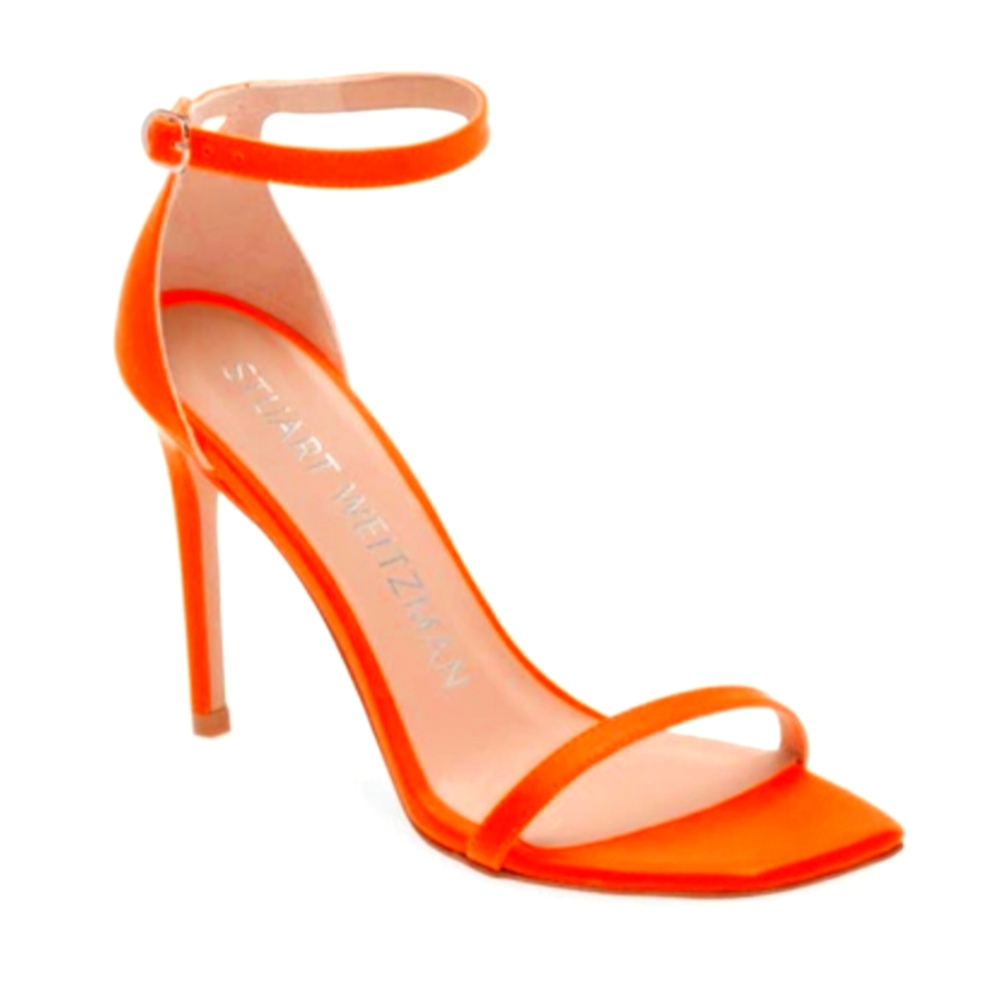 🆕 Stuart Weitzman Nudistcurve 100 sandal neon blaze orange Day-glow